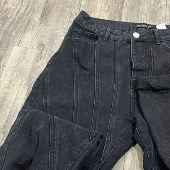 Nasty Gal Charcoal Denim Pants - Picture 2 of 3